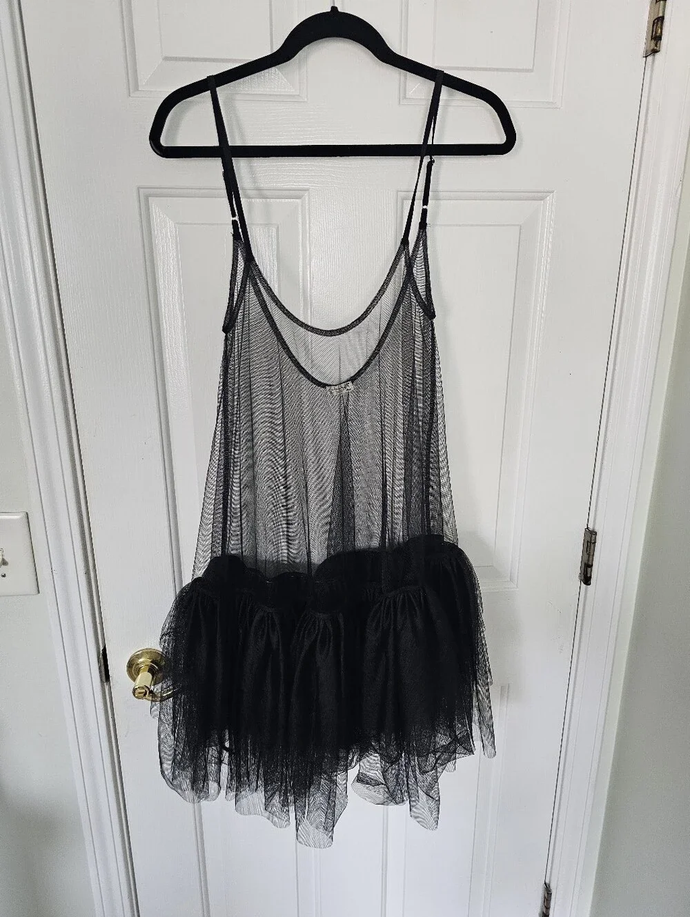 Free People Intimately Black Sheer Mesh Tulle Slip Dress Layering